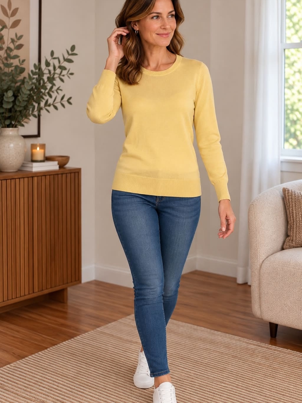 Everyday Crewneck Sweater in Soft Yellow